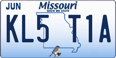MO license plate KL5T1A