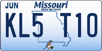 MO license plate KL5T1O