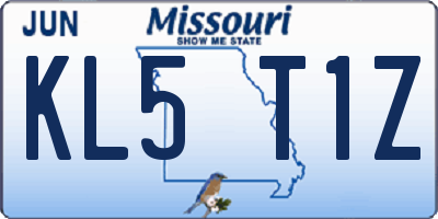 MO license plate KL5T1Z