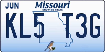 MO license plate KL5T3G