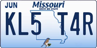 MO license plate KL5T4R