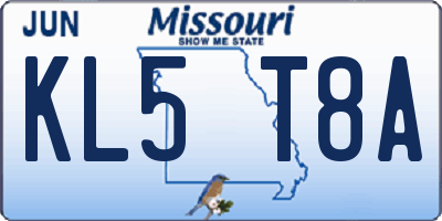 MO license plate KL5T8A