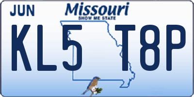 MO license plate KL5T8P