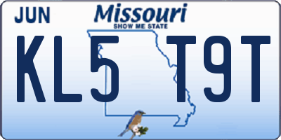 MO license plate KL5T9T
