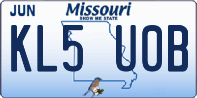 MO license plate KL5U0B