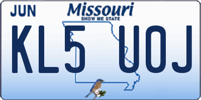 MO license plate KL5U0J
