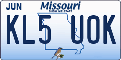 MO license plate KL5U0K