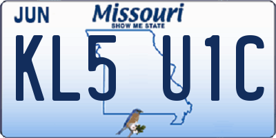 MO license plate KL5U1C