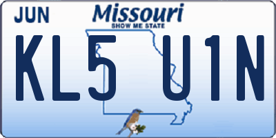 MO license plate KL5U1N
