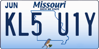 MO license plate KL5U1Y