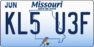 MO license plate KL5U3F