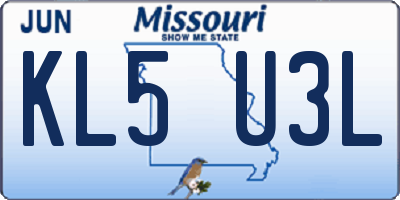 MO license plate KL5U3L