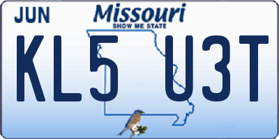 MO license plate KL5U3T