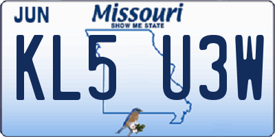 MO license plate KL5U3W