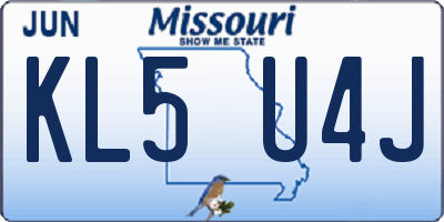 MO license plate KL5U4J