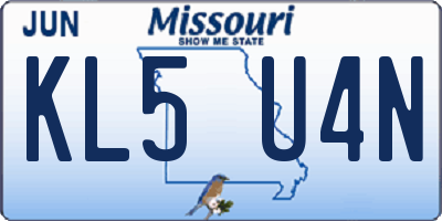 MO license plate KL5U4N