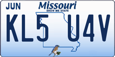 MO license plate KL5U4V