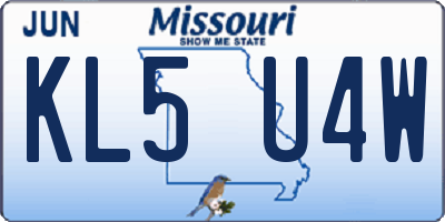 MO license plate KL5U4W