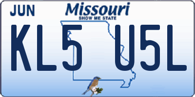 MO license plate KL5U5L