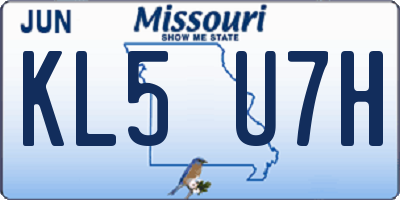 MO license plate KL5U7H