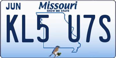 MO license plate KL5U7S