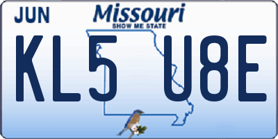 MO license plate KL5U8E