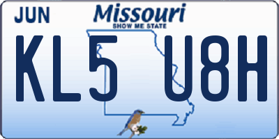 MO license plate KL5U8H