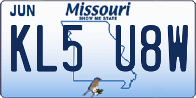 MO license plate KL5U8W