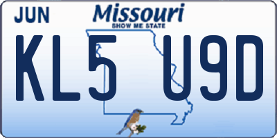 MO license plate KL5U9D