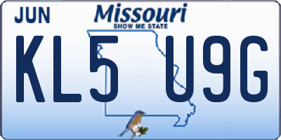 MO license plate KL5U9G