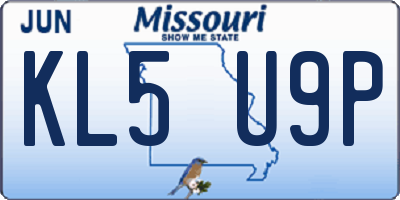 MO license plate KL5U9P