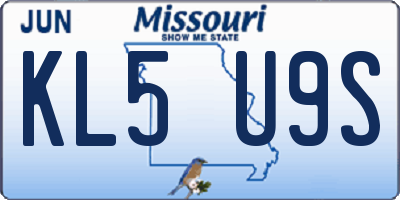 MO license plate KL5U9S