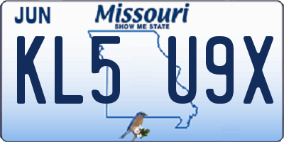 MO license plate KL5U9X
