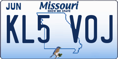 MO license plate KL5V0J