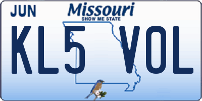 MO license plate KL5V0L