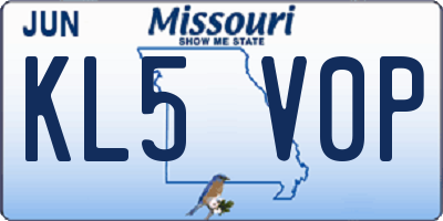 MO license plate KL5V0P