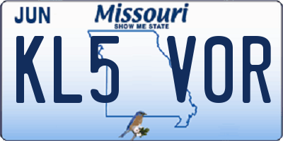 MO license plate KL5V0R
