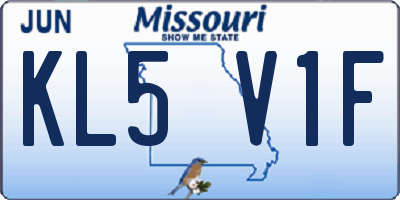 MO license plate KL5V1F