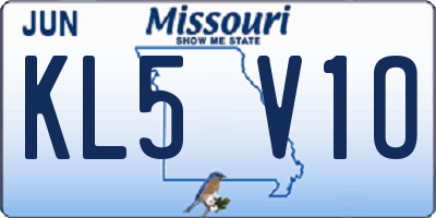MO license plate KL5V1O