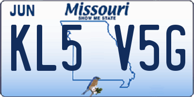 MO license plate KL5V5G