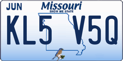 MO license plate KL5V5Q