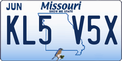 MO license plate KL5V5X