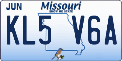 MO license plate KL5V6A