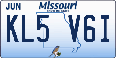 MO license plate KL5V6I