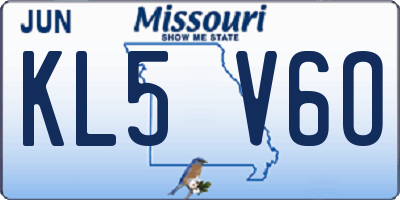 MO license plate KL5V6O