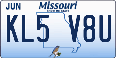 MO license plate KL5V8U