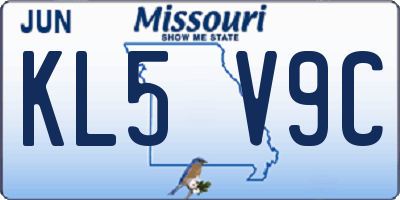 MO license plate KL5V9C