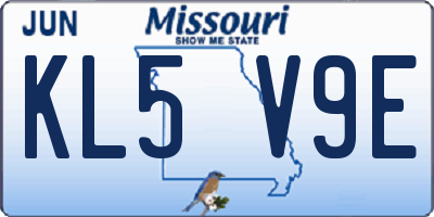 MO license plate KL5V9E