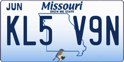 MO license plate KL5V9N