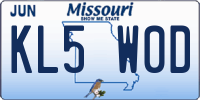 MO license plate KL5W0D